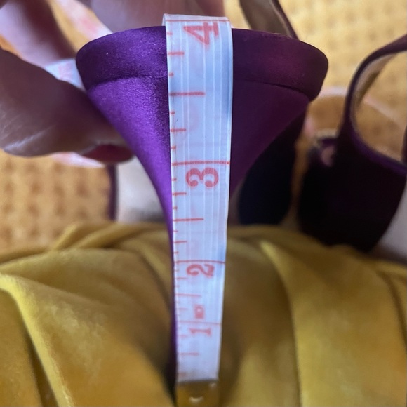 Kate Spade purple satin peep toe high heels w rhinestone bows wmn Sz 7.5 - Picture 13 of 15